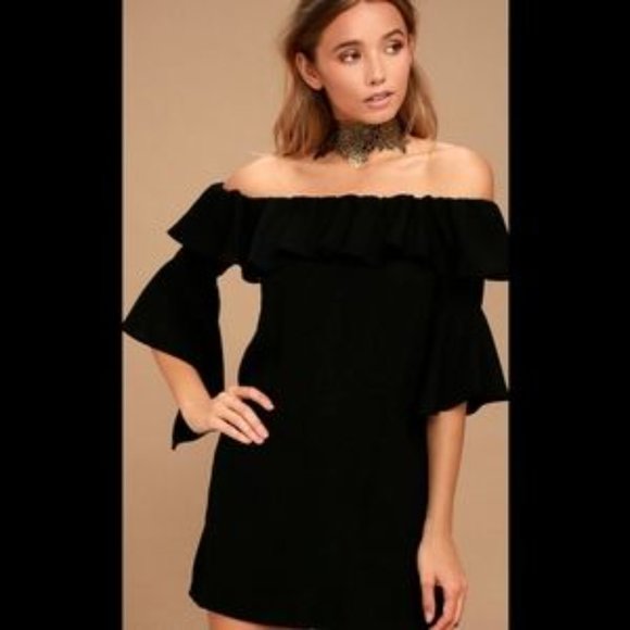 Lulu's black off the shoulder dress - Picture 2 of 4